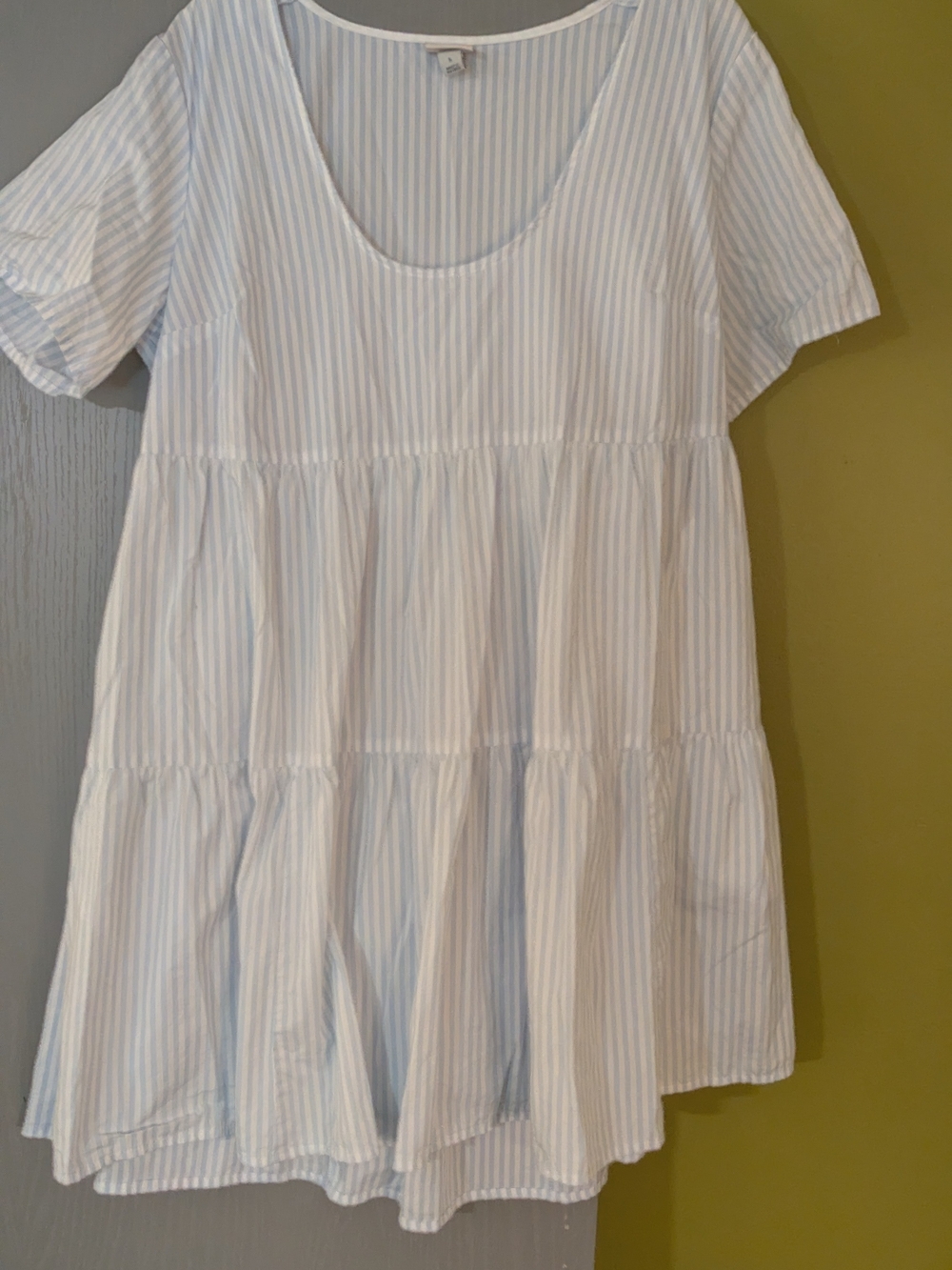 a new day Blue and White Striped Tiered Scoop Dress